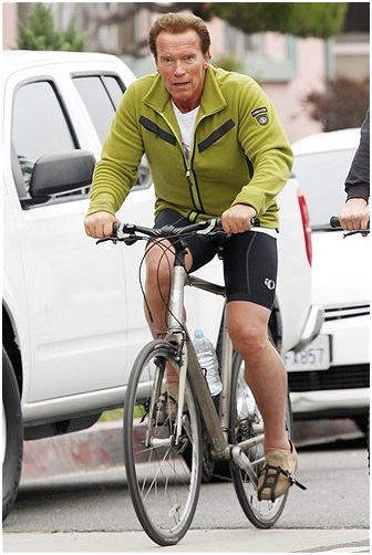 Arnold Schwarzenegger and his bicycle