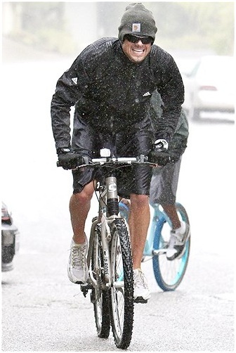 Josh Duhamel ande his bicycle