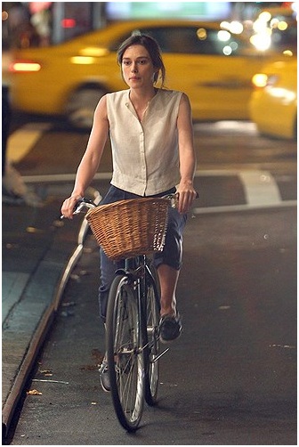 Keira Knightley and her bicycle