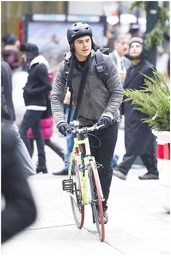 Zac Efron and his bicycle