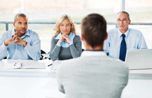 Young man have job interview.