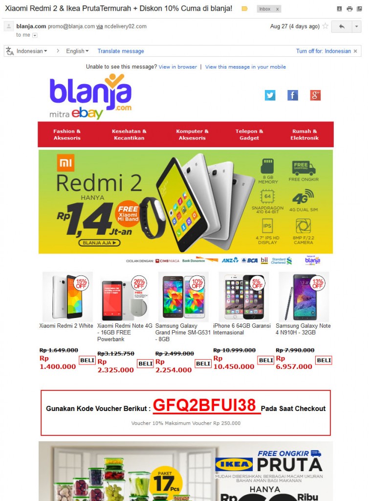 iklan blanja.com voucher 10persen yang menyesatkan