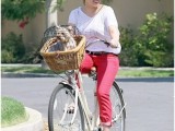 hillary duff cycling with her puppy